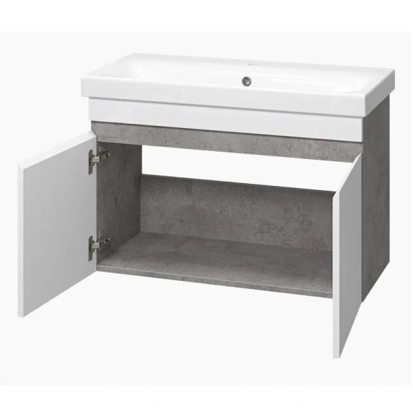 Тумба под раковину подвесная Misty Ронда 80 см белая/бетон, белая, серая, комбинированная - фото 7