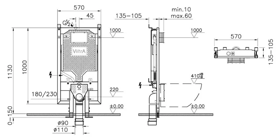 Инсталляция для унитаза VitrA VPro с бачком - фото 2