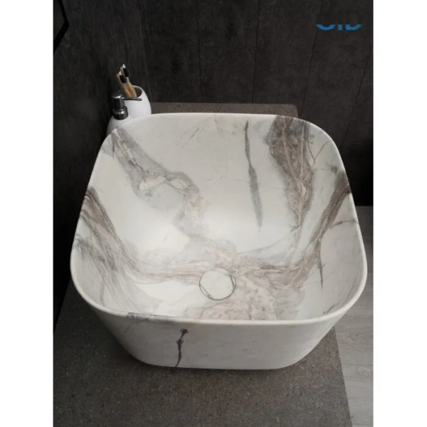 Раковина GID Creativo Mnc9301 36 см под камень матовая, в форме чаши, квадратная - фото 5