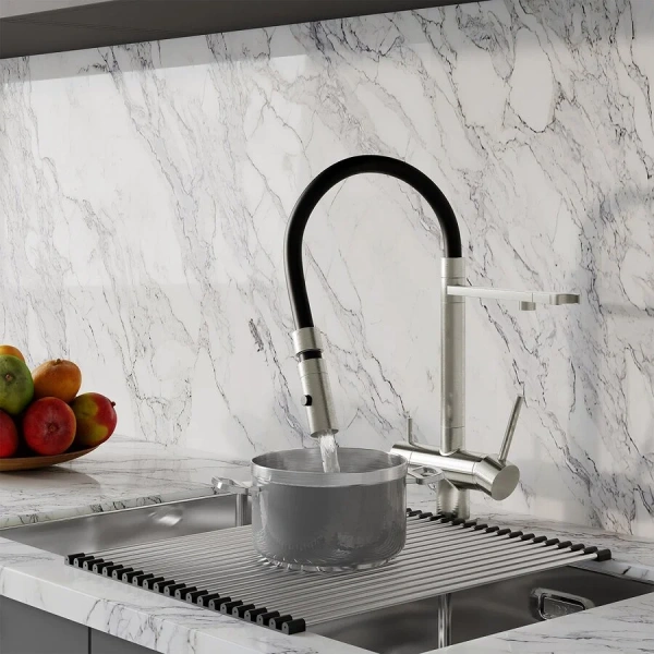 Смеситель для питьевой воды IDDIS Ace с гибким изливом сатин, на мойку, на столешницу - фото 6