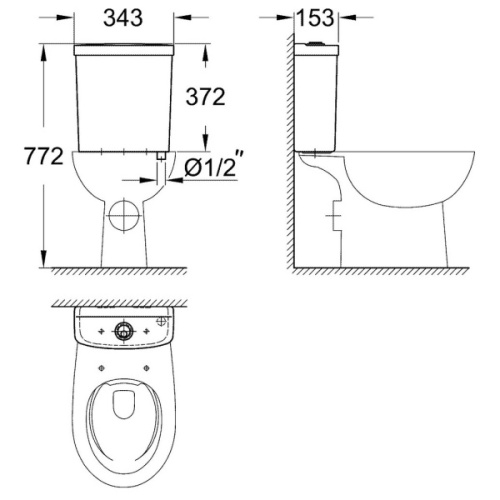 Унитаз напольный безободковый Grohe Bau Ceramic 39349000  - фото 4