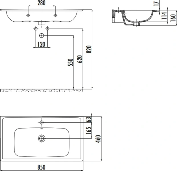 Раковина Creavit Erine 85 см белая - фото 2
