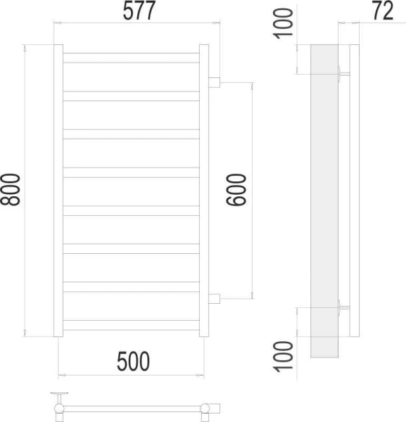 Полотенцесушитель водяной Terminus Аврора П8 500х800 с боковым подключением - фото 2