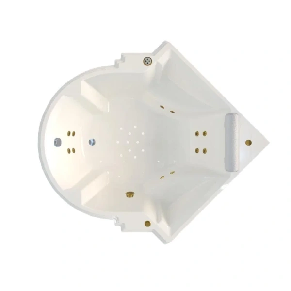 Акриловая ванна Fra Grande Монте-Карло-Gold 4-01-3-0-0-402, 149 x 149 см, рама-подставка, подголовник, комплект панелей, молдинг, слив-перелив автомат, 12 форсунок Релакс золото, контроллер 200, белая - фото 1