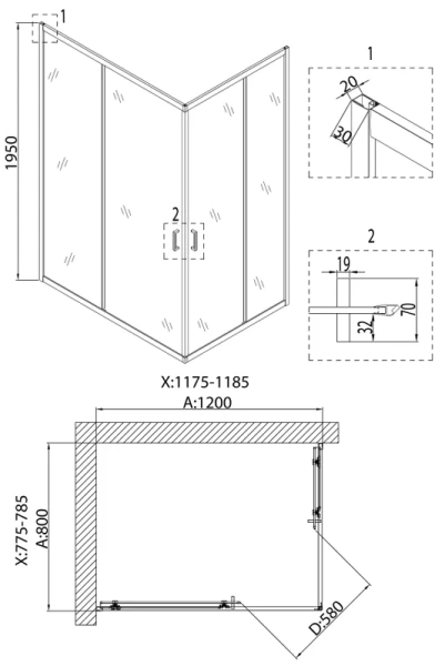 Душевой уголок Niagara Nova 120x80 см прямоугольный - фото 3