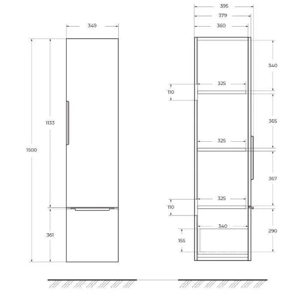 Шкаф-пенал подвесной Cezares Premium 35 см Bianco Opaco, в наличии - фото 2