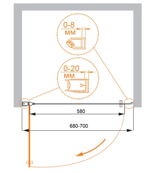 Душевая дверь Cezares Elena 70 см стекло прозрачное - фото 2
