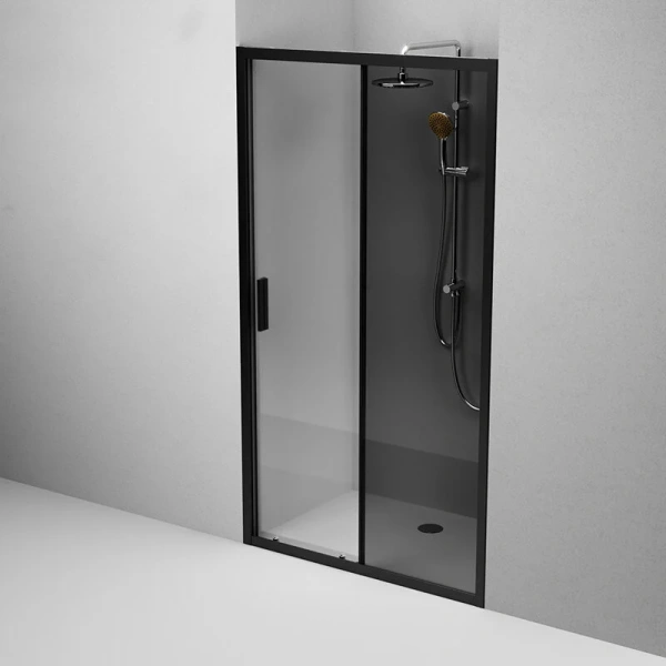 Душевая дверь в нишу AM.PM Gem Solo 110 см профиль черный стекло тонированное, раздвижные - фото 6