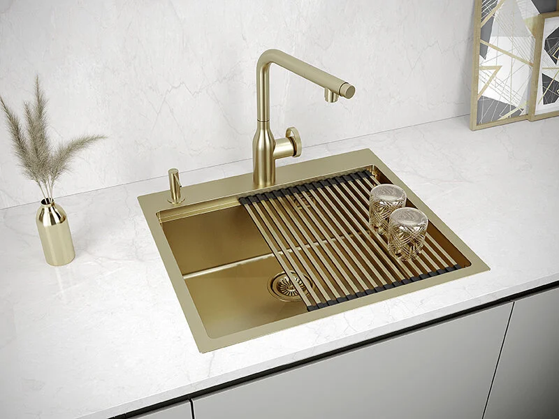 Мойка для кухни Paulmark Brim-Pro 59 см брашированное золото, 60 см - фото 5