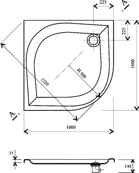 Душевой поддон, цвет белый, Ravak Elipso LA 100 A22AA01210 index_1 - фото 4