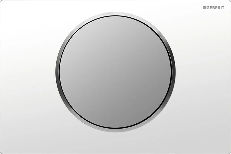 Клавиша смыва Geberit Sigma 10 белая/обод хром матовый - фото 1