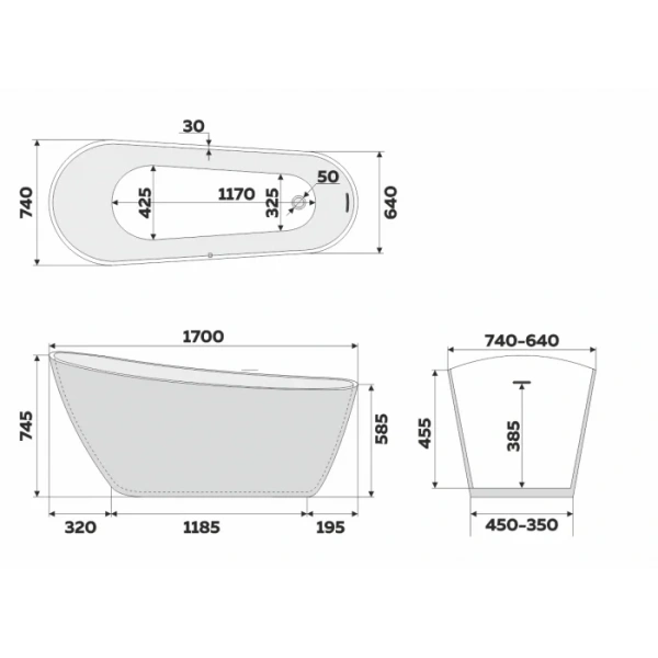 Ванна акриловая Delice Riviera 170х74 см розовая матовая - фото 2