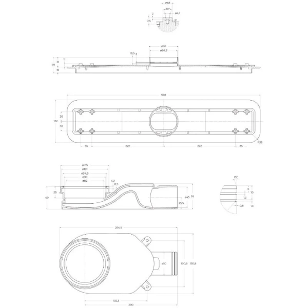 Душевой лоток BelBagno Luce 60 см черный матовый - фото 2