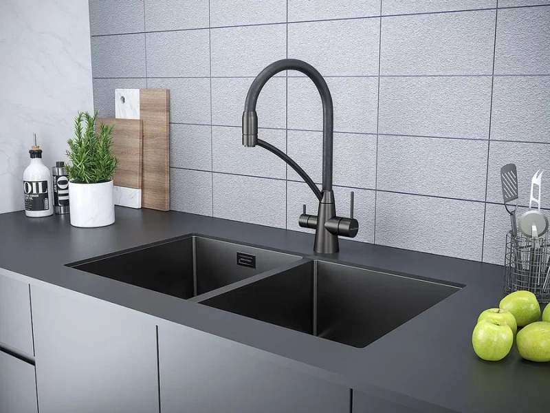 Смеситель для кухни Paulmark Siegen вороненая сталь, современные, hi-tech - фото 3