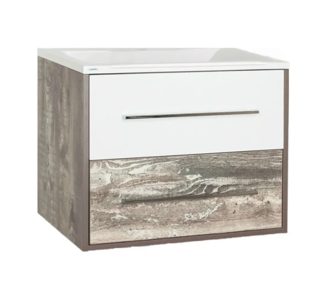 Тумба под раковину подвесная Style Line Экзотик 80 см древесина/белая - фото 1