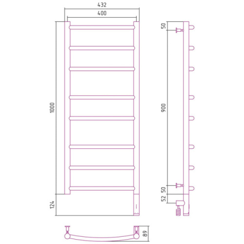 Полотенцесушитель электрический Сунержа Галант 3.0 40х100 см правый, другие цветовые решения - фото 3