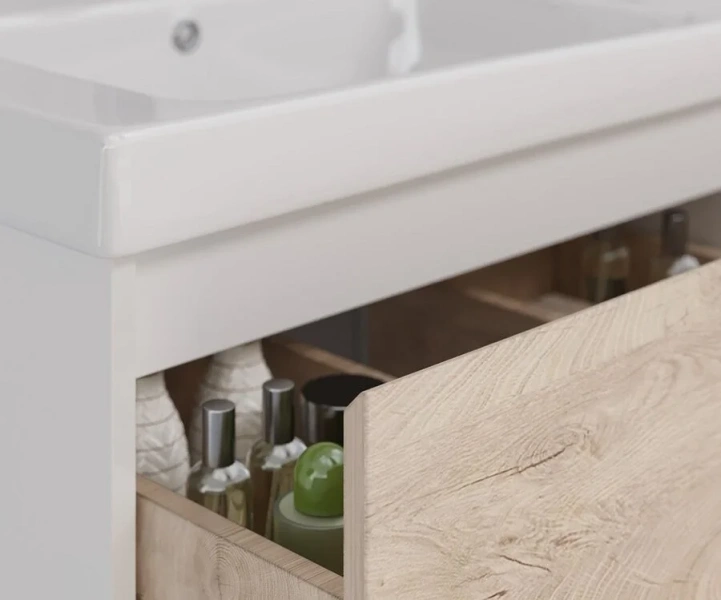 Тумба под раковину подвесная Lemark Combi 100 см дуб кантри, 100 см - фото 6
