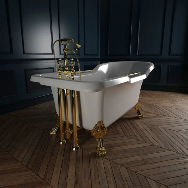 Ванна из искусственного камня Migliore Impero 180х87 см фурнитура золото - фото 3