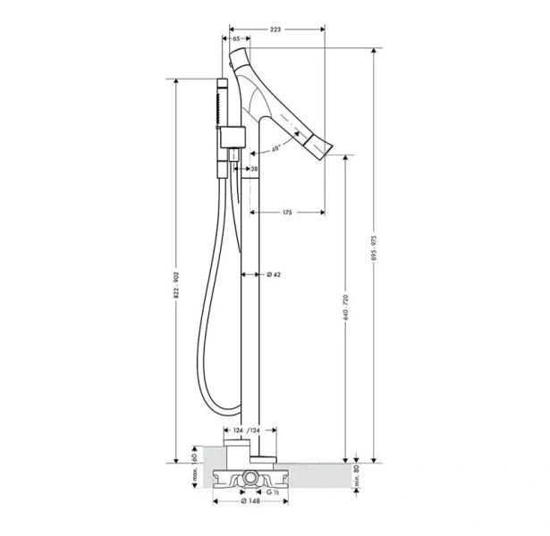 Смеситель для ванны напольный Axor Starck Organic 12016000 - фото 2