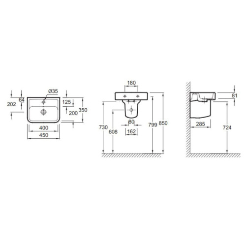 Раковина подвесная Jacob Delafon REPLAY E4493-00 45 см керамическая - фото 3