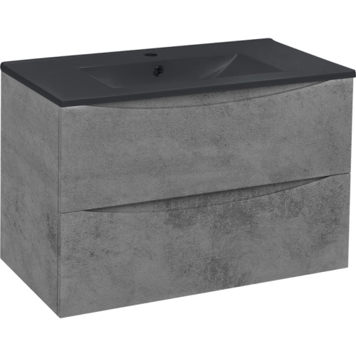 Тумба под раковину подвесная Vincea Mia 80,7 см Beton, под дерево - фото 9