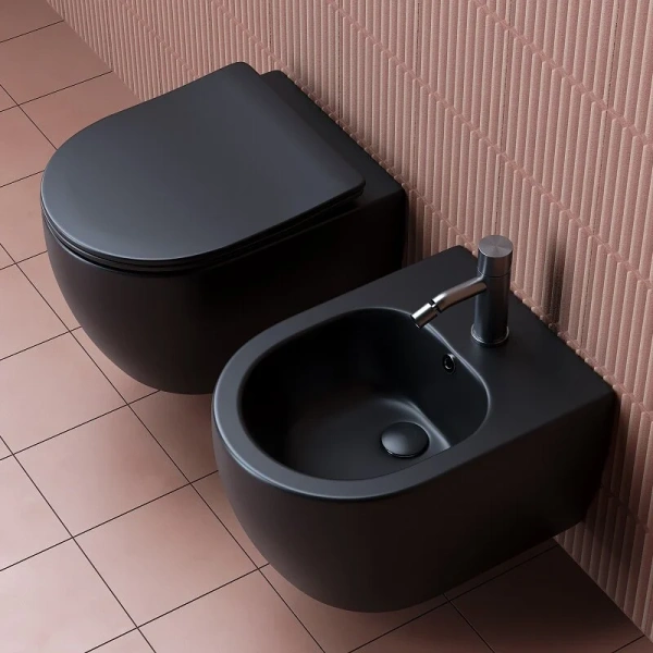 Биде подвесное Ceramica Nova Play черное матовое, круглой формы - фото 4