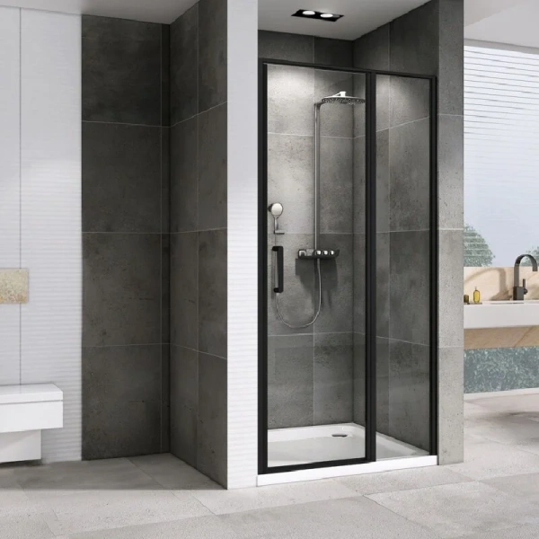 Душевая дверь в нишу Abber Sonnenstrand 110 см профиль черный, черные - фото 4