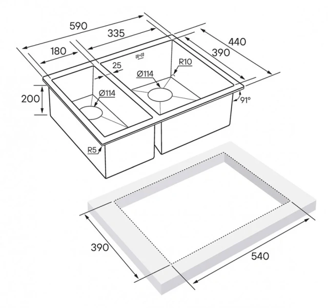 Мойка для кухни Paulmark Zusat 59 см нержавеющая сталь, левосторонняя, другие - фото 6