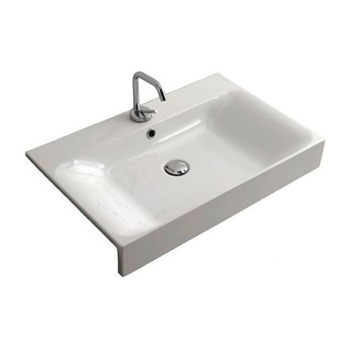 Раковина полувстраиваемая, с одним отверстием под смеситель, цвет белый Kerasan Cento 3548bi*1 - фото 1