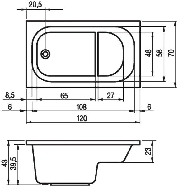 Ванна акриловая Riho Petit B149001005 120x70 см прямоугольная - фото 2