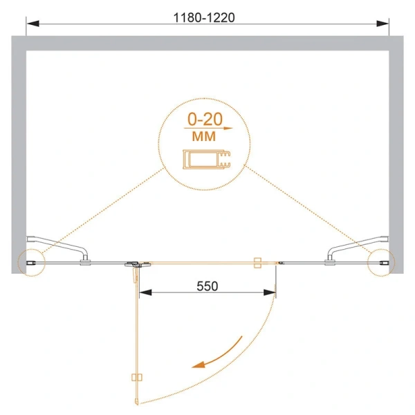 Душевая дверь в нишу Cezares Bergamo 120 см левая - фото 2