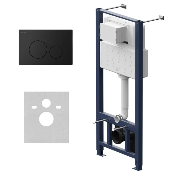 Инсталляция для унитаза Am.Pm Pro с черной пневматической клавишей - фото 1