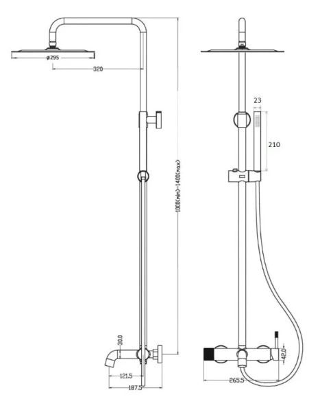 Душевая стойка Boheme Uno черная, современные, hi-tech - фото 2