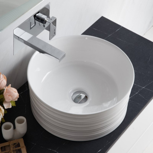 Раковина накладная BelBagno 41 см керамическая, белая - фото 4