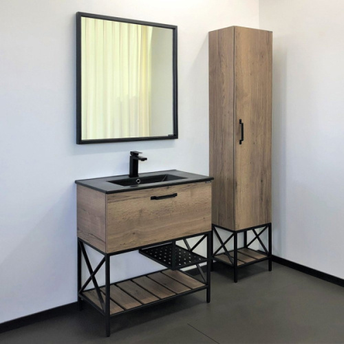 Тумба с раковиной напольная Comforty Бредфорд 75 см дуб темный, в наличии - фото 2