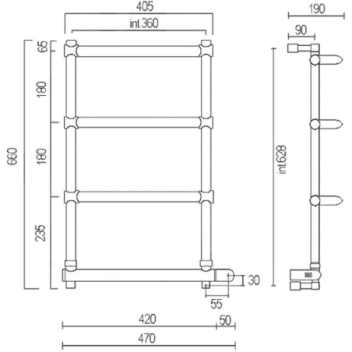 Полотенцесушитель электрический Margaroli Luna 532-4 Box, 4 секций - фото 3