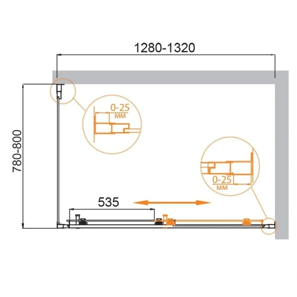 Душевой уголок Cezares Molveno 130х80 см стекло прозрачное - фото 2