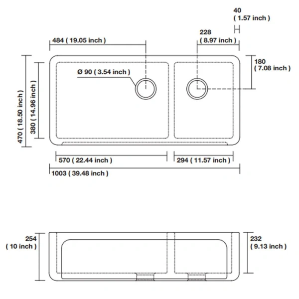 Мойка для кухни Kerasan Hannah 100 см белая - фото 2