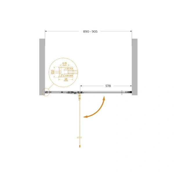 Душевая дверь в нишу Cezares Liner 90 см левая профиль черный - фото 2