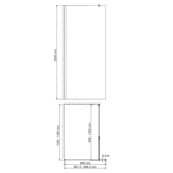 Душевая перегородка WasserKRAFT Abens 90 см черный профиль - фото 2