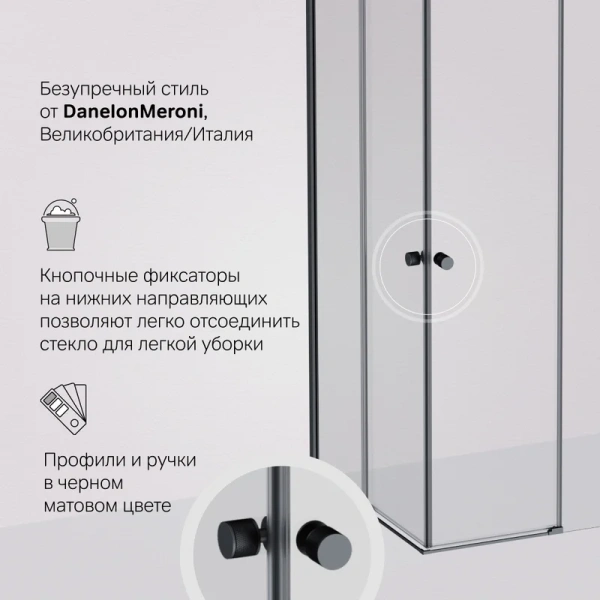 Душевой уголок Am.Pm X-Joy 90x90 см профиль черный - фото 2