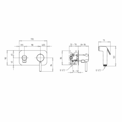 Гигиенический душ со смесителем Migliore Fortis скрытого монтажа - фото 2