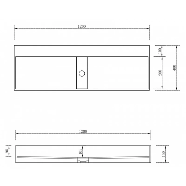 Раковина Abber Stein 120 см накладная - фото 2