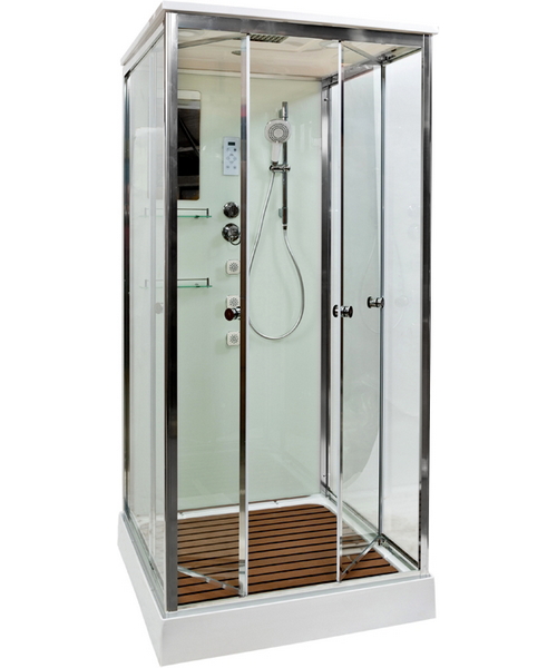 Душевая кабина Deto V 100х100 см средний поддон, пристенные, недорогие, для дачи, с гидромассажем, c тропическим душем, с вентиляцией, с крышей - фото 5