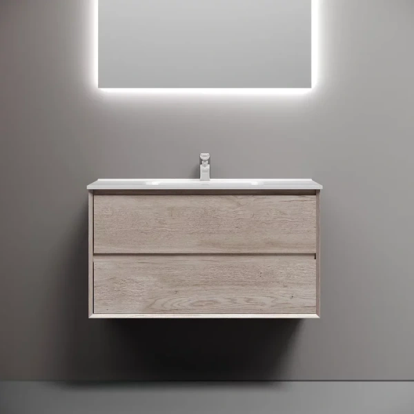 Тумба под раковину подвесная Sancos Marmi 2.0 90 см дуб галифакс натуральный, подвесная, пристенная - фото 4