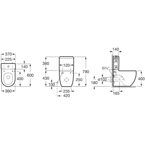 Унитаз компакт Roca Meridian 342248000 нижний подвод воды - фото 3