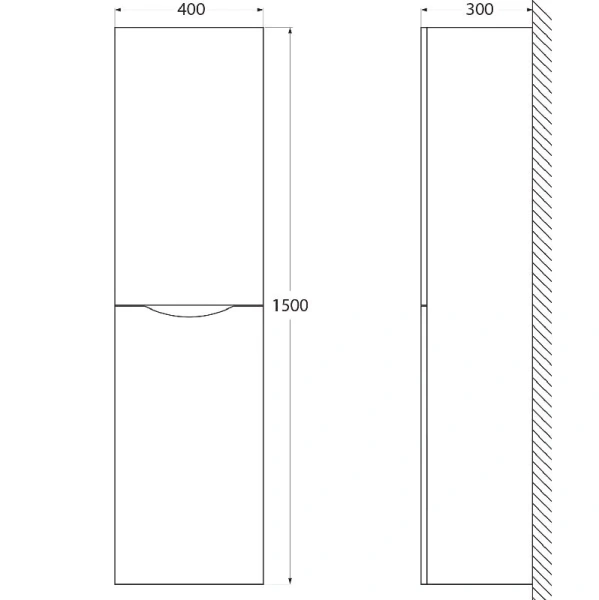 Шкаф-пенал подвесной BelBagno Ancona-N 40 см bianco lucido левосторонний - фото 2