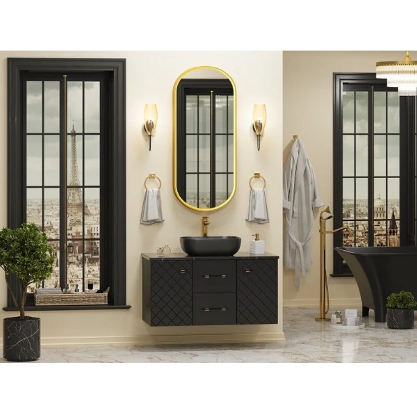 Тумба под раковину подвесная Brevita Shanel 100 см черная - фото 3