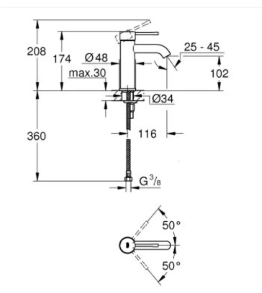 Смеситель для раковины Grohe Essence холодный рассвет глянец - фото 2