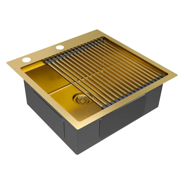 Мойка для кухни Paulmark Kroner-Pro 51 см брашированное золото - фото 3